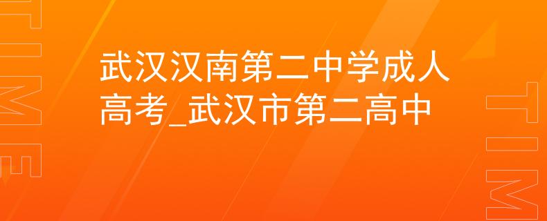 武汉汉南第二中学成人高考_武汉市第二高中