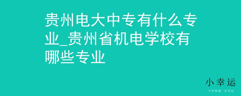 贵州电大中专有什么专业_贵州省机电学校有哪些专业