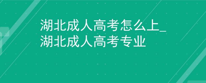 湖北成人高考怎么上_湖北成人高考专业