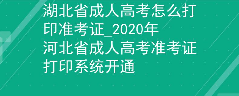 湖北省成人高考怎么打印准考证_2020年河北省成人高考准考证打印系统开通 湖北省成人高考怎么打印准考证_2020年河北省成人高考准考证打印系统开通