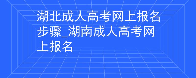 湖北成人高考网上报名步骤_湖南成人高考网上报名