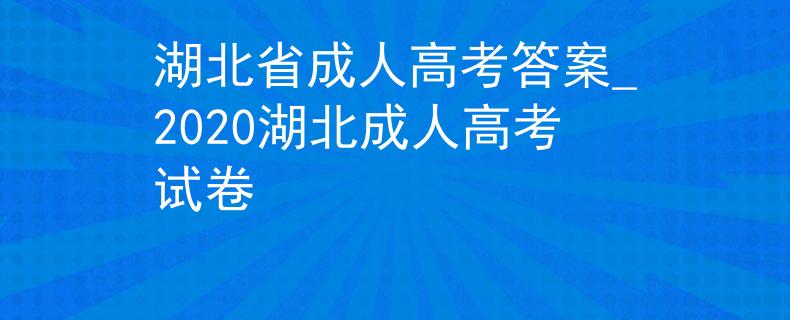 湖北省成人高考答案_2020湖北成人高考试卷
