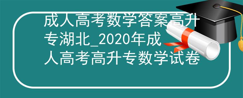 成人高考数学答案高升专湖北_2020年成人高考高升专数学试卷
