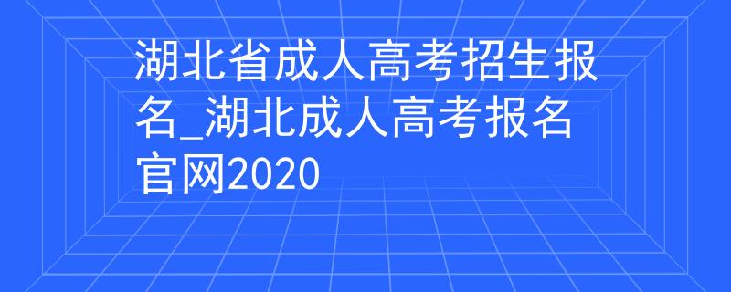 湖北省成人高考招生报名_湖北成人高考报名官网2020