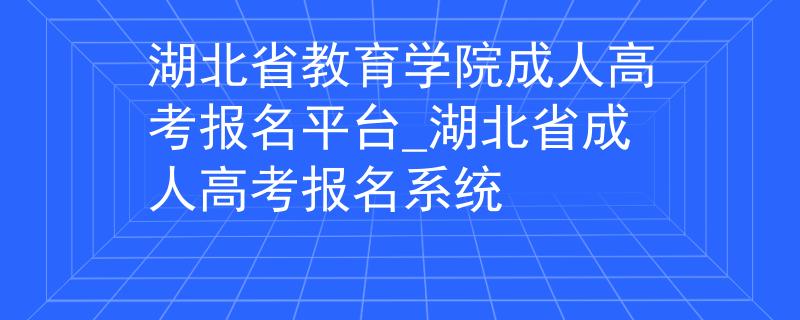 湖北省教育学院成人高考报名平台_湖北省成人高考报名系统