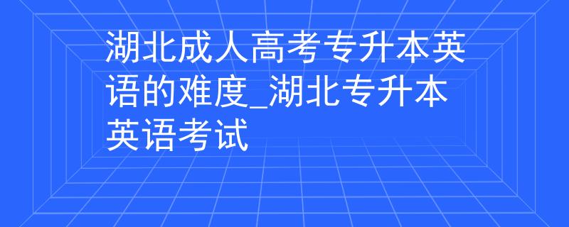 湖北成人高考专升本英语的难度_湖北专升本英语考试