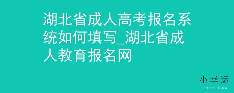 湖北省成人高考报名系统如何填写_湖北省成人教育报名网