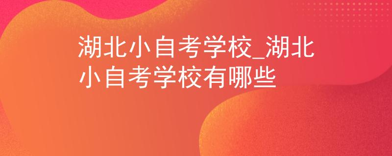 湖北小自考学校_湖北小自考学校有哪些