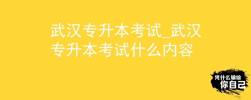武汉专升本考试_武汉专升本考试什么内容