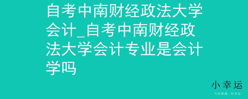 自考中南财经政法大学会计专业是会计学吗