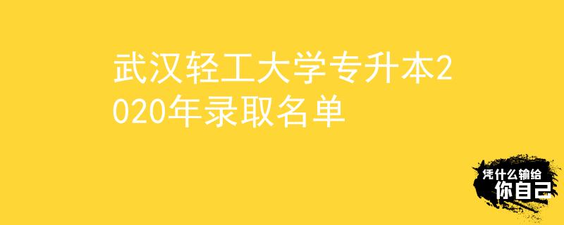 武汉轻工大学专升本2020年录取名单