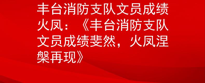 丰台消防支队文员成绩火凤：《丰台消防支队文员成绩斐然，火凤涅槃再现》