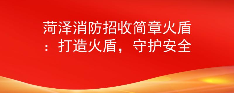 菏泽消防招收简章火盾：打造火盾，守护安全