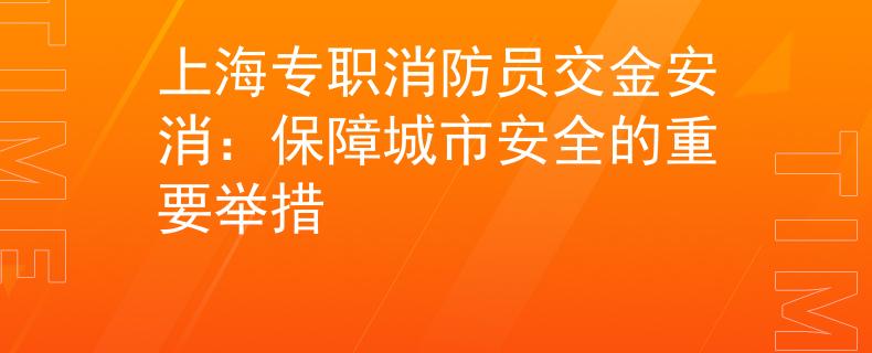 上海专职消防员交金安消：保障城市安全的重要举措