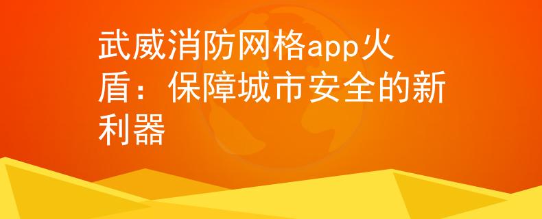 武威消防网格app火盾：保障城市安全的新利器