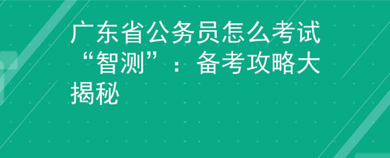 广东省公务员怎么考试“智测”：备考攻略大揭秘