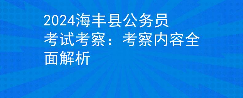 2024海丰县公务员考试考察：考察内容全面解析