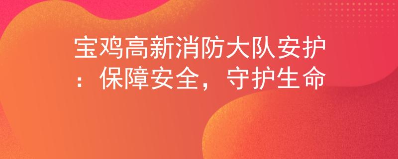 宝鸡高新消防大队安护：保障安全，守护生命